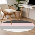 thumbnail image 4 of Round Rugs 3Ft, Pink Grey Striped Round Area Rug Washable Indoor Throw Carpet, Farmhouse Modern Small Non Slip Circle Rug for Bedroom Living Room Home Decor Aesthetic, 4 of 8