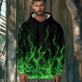 thumbnail image 5 of Men's 3D Printed Hooded Sweatshirt - Eye-Catching Flame Design | Long Sleeve Pullover with Kangaroo Pocket & Drawstrings, 5 of 9