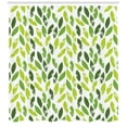 thumbnail image 3 of Leaves Shower Curtain, Continuous Vertical Grunge Laureate Elements on Plain Backdrop Illustration, Fabric Bathroom Set with Hooks, 69W X 70L Inches, White Multicolor, by Ambesonne, 3 of 3