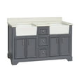 thumbnail image 4 of Zelda 60" Double Farmhouse Bathroom Vanity with Powder Gray Cabinet and Quartz Top, 4 of 8