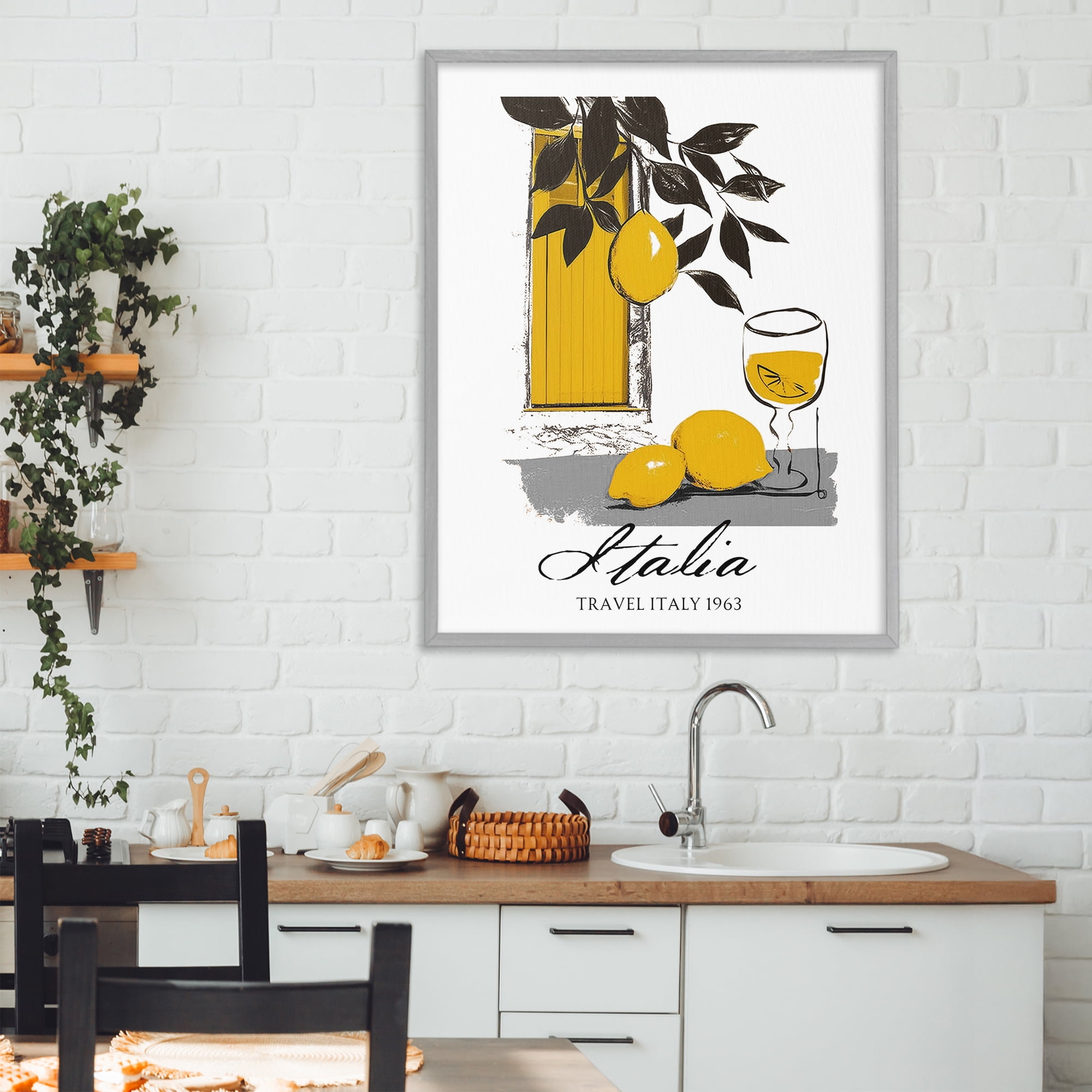 Stupell Industries Travel Italia Lemons Gray Framed Giclee Art, design by Annabelle Hall