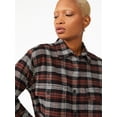 thumbnail image 4 of Free Assembly Women's Cotton Plaid Work Shirt with Long Sleeves, Sizes XS-XXXL, 4 of 6