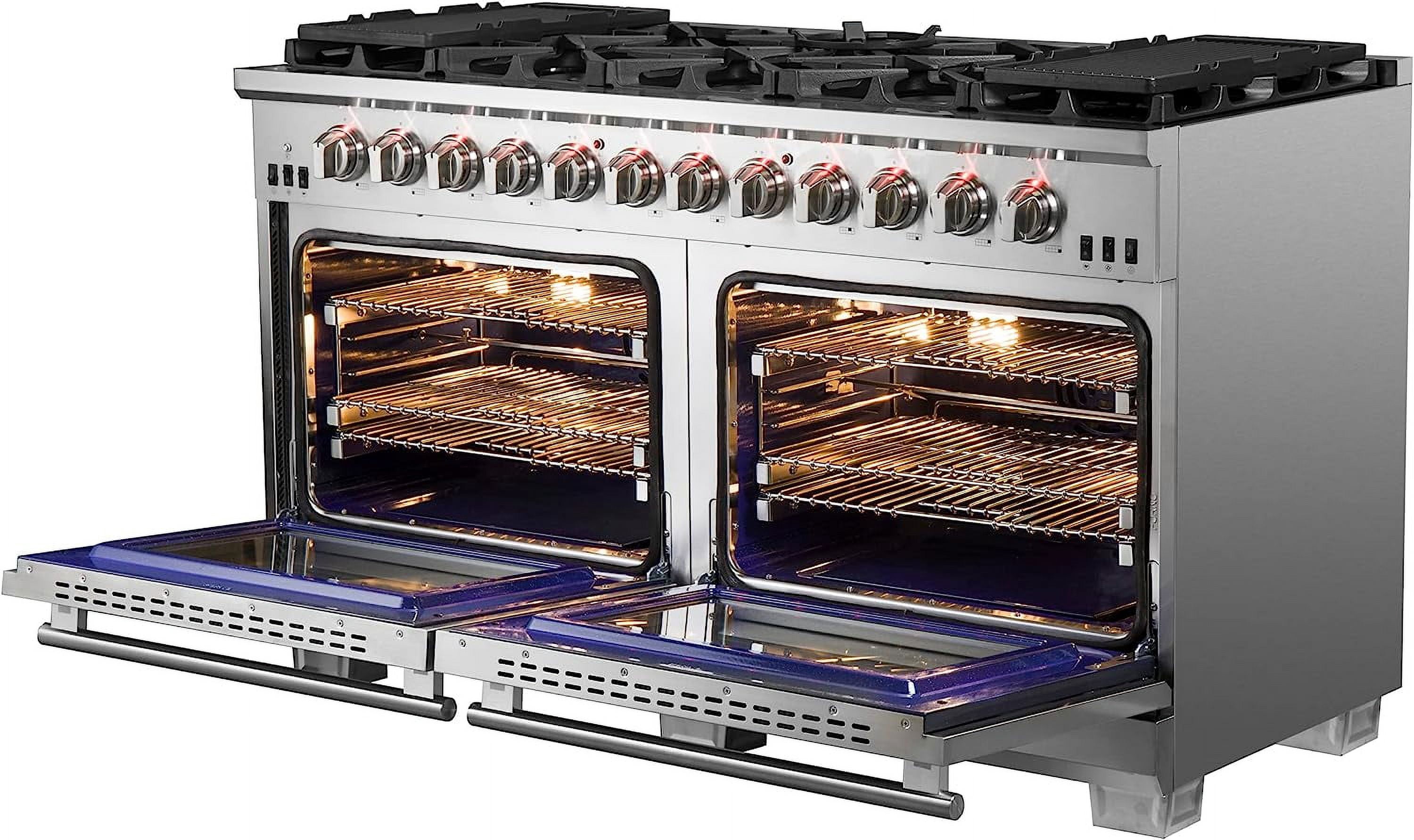 Forno Capriasca 60-Inch Freestanding Gas Range, 10 Burners, True Convection Oven