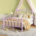 thumbnail image 7 of 4 EVER WINNER Twin Size Metal Platform Bed Frame with Heart-Shaped Decorative Headboard and Footboard, 12.2" Under bed Storage Space, Purple, 7 of 7