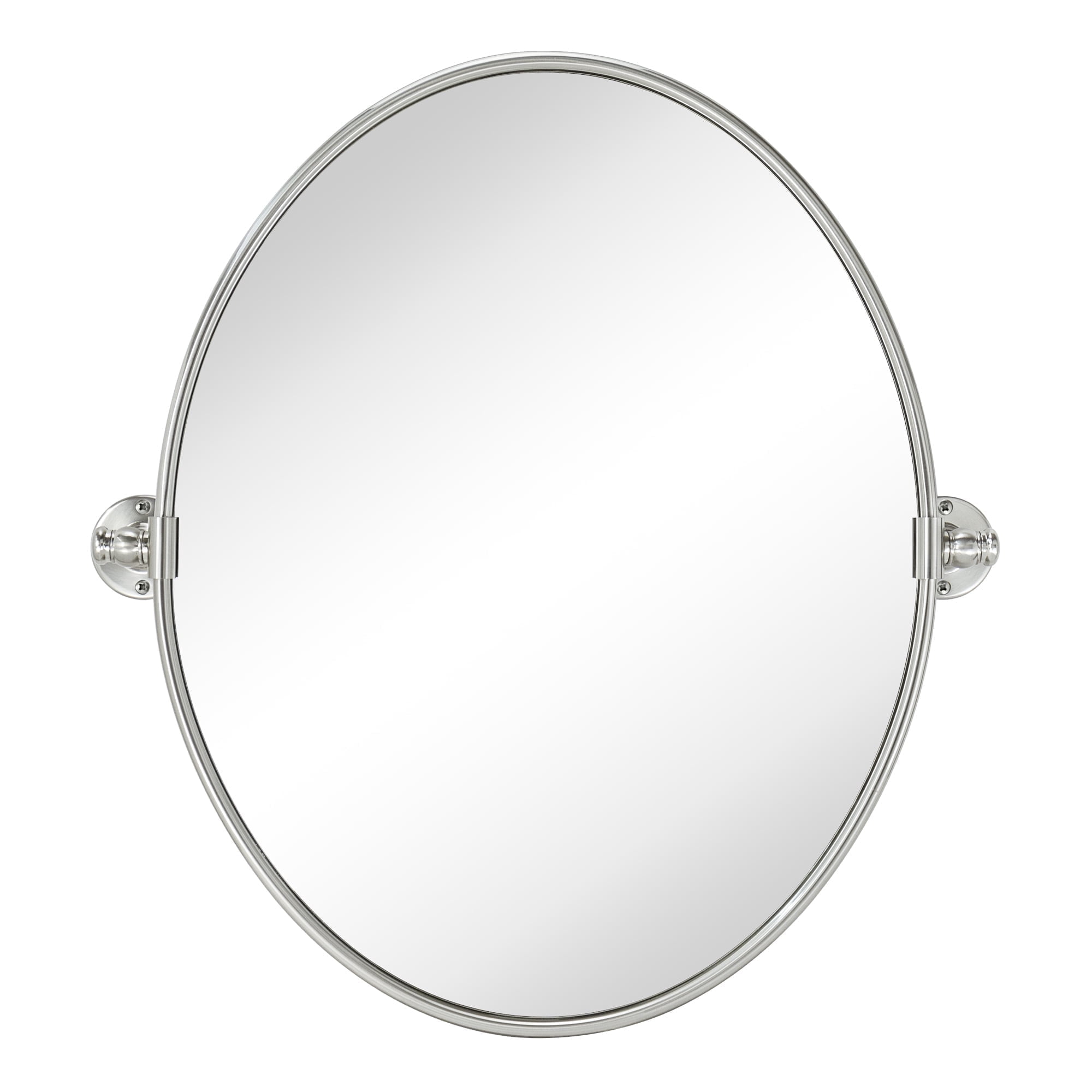 TEHOME Farmhouse Oval Brushed Nickel Metal Pivot Bathroom Vanity Mirror Tilting Vanity Mirrors 19x24
