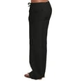 thumbnail image 3 of Hat and Beyond Women's Casual Palazzo Linen Pants Trousers with Lantern Drawstring, 3 of 4