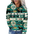 thumbnail image 2 of Hilzaten Womens Hoodies Casual Long Sleeve Drawstring Print Loosse Kangaroo Pocket Womens Pullover Sweatshirt, 2 of 5