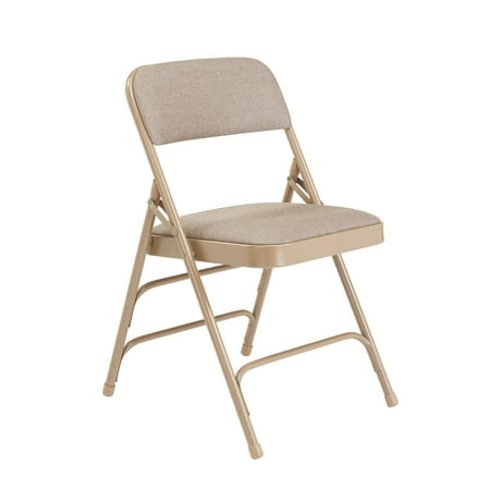 National Public Seating 2300 Series Steel Frame Upholstered Premium Fabric Seat and Back Folding Chair with Triple Brace, 480 lbs Capacity, Cafe Beige/Beige (Carton of 4)