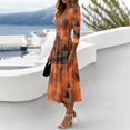 thumbnail image 3 of Women's 3/4 Length Sleeve Halloween Dresses V-Neck A-Line Swing Knee Length Wrap Dress for Halloween Party Fall Clothes, 3 of 5