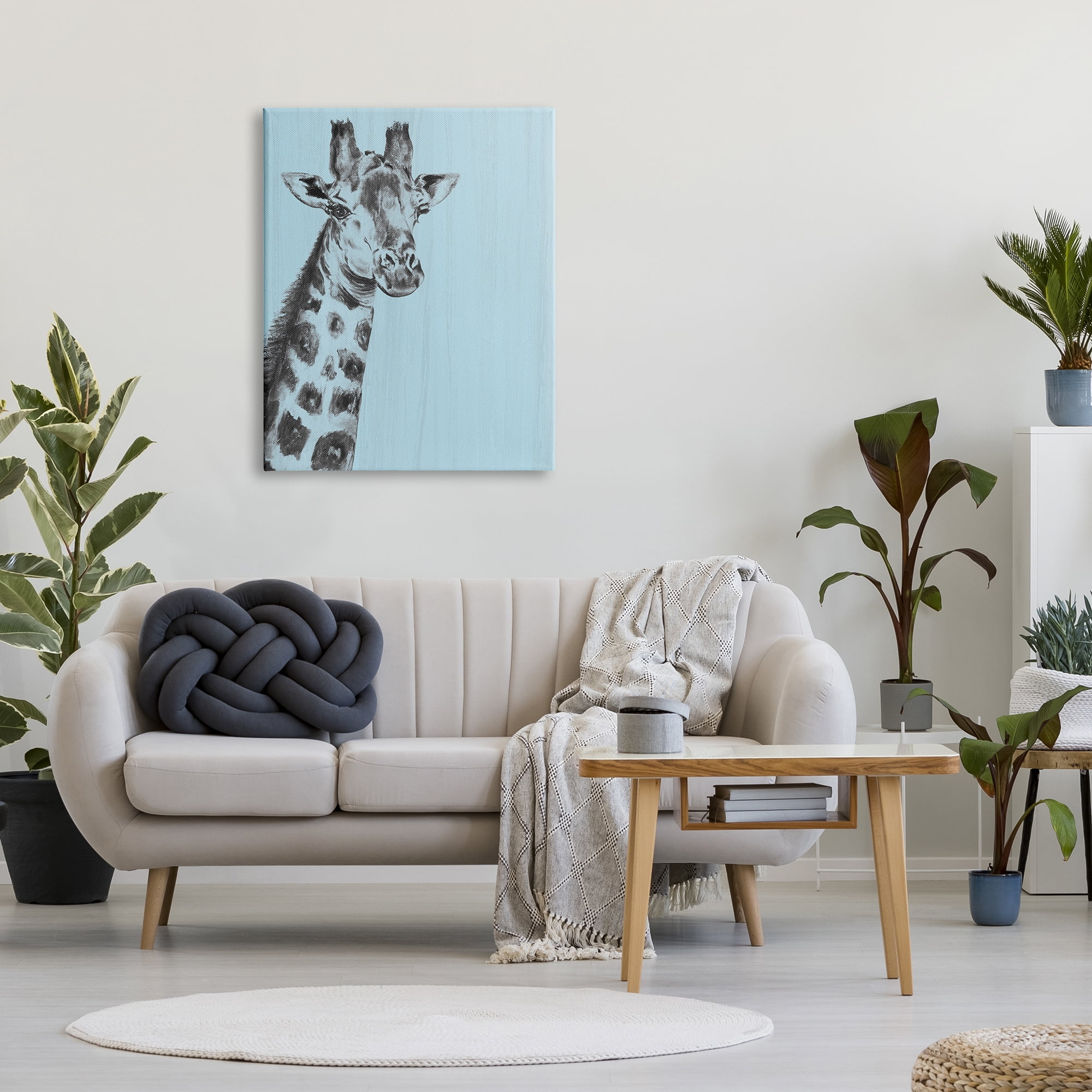 Stupell Industries Simple Giraffe Portrait Rustic Blue Patterned Safari Animal, 30 x 40, Design by Patricia Pinto