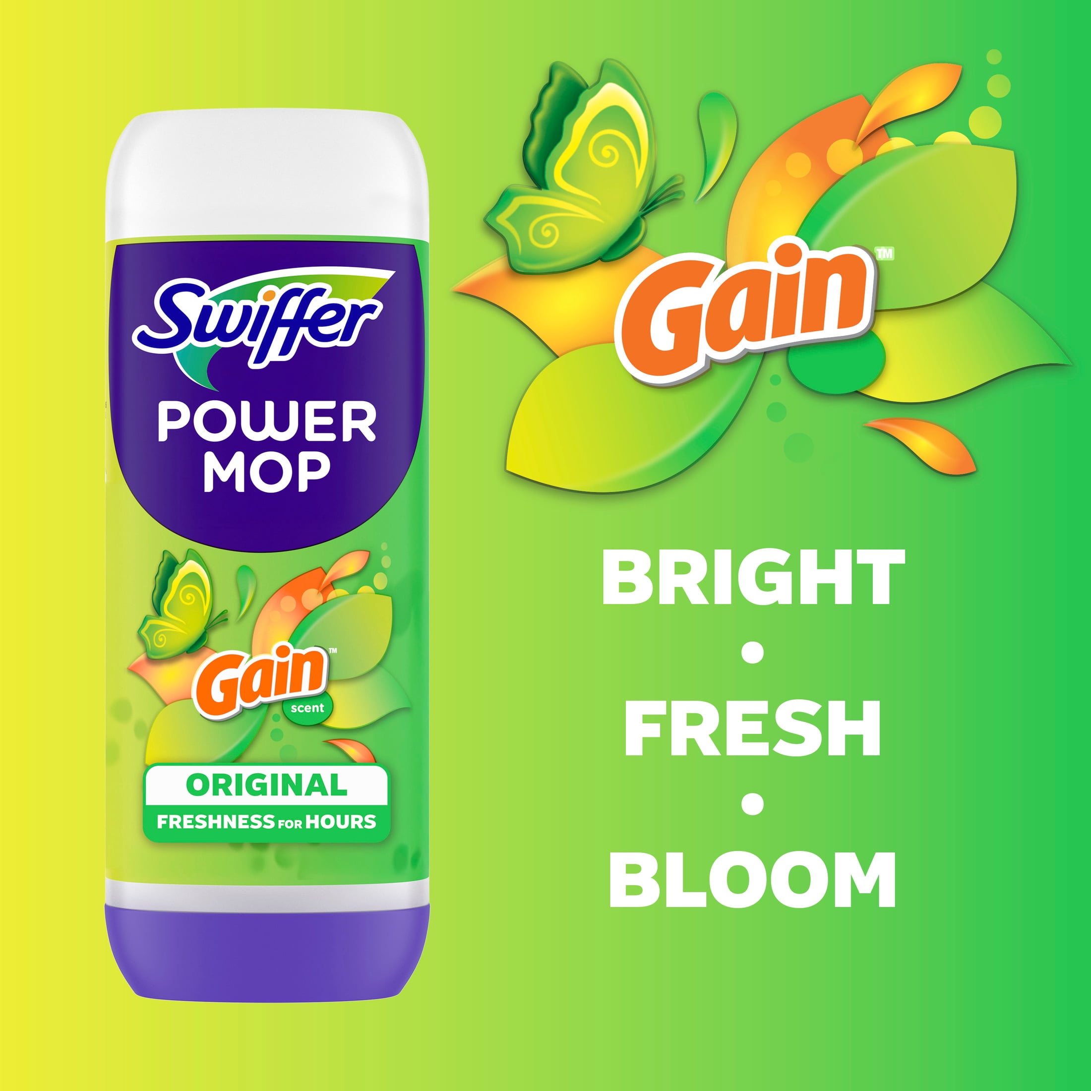 (3 pack) Swiffer Power Mop Floor Cleaner Solution with Gain Scent, 25.3 fl oz