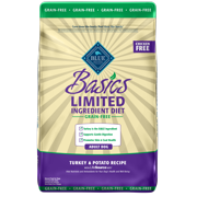 Blue Buffalo Basics Limited Ingredient Diet, Grain Free Natural Adult Dry Dog Food, Turkey & Potato, 24-lb