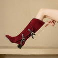 thumbnail image 6 of UngA Cowboy Chic Cowboy Boots Embroidered Cowgirl Boots Western Mid-Calf Knee-High Boots with Heel Red,7, 6 of 7