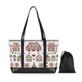 thumbnail image 7 of FORMRS Canvas Laptop Tote Bag for Women with 15.6" Computer Compartments Shoulder Handbag, Green Nordic Christmas House, 7 of 7