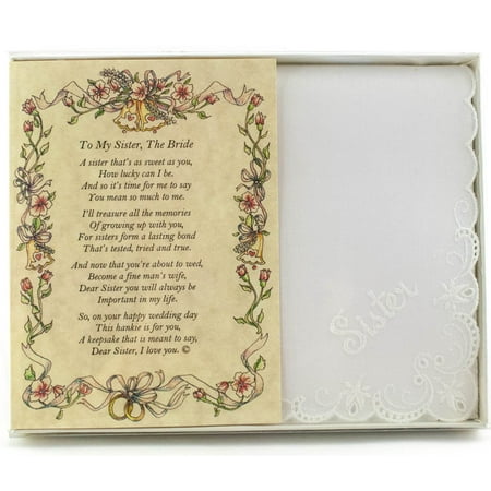 Poetry Hankie For Bride From Sister Wedding Handkerchief High Poetry Hankie For Bride From Sister Wedding Handkerchief High Quality Supplies Low Prices