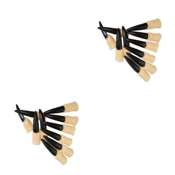 Bewildely 10 piezas de uñas: fiestas de Halloween y eventos de disfraces Suministros para fiestas falsa Fantasmas Uña de dedo Uña negra (8 * 2 Clavo negro (8*2 cm) 2Conjunto
