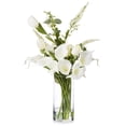 thumbnail image 2 of Enova Home Artificial Flowers Mixed Cream Real Touch Tulips and Lily Fake Silk Flowers Arrangement in Cylinder Glass Vase with Faux Water for Home Office Wedding Decoration, 2 of 4