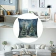 thumbnail image 5 of Farmhouse Throw Pillows Let It Snow Watercolor Christmas Pine Trees Pillows 18"x18" Rustic Style Natural Forest Fog Print Linen Cushion Case Outdoor Home Decoration Cushion Case for Sofa Couch, 5 of 7