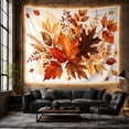 thumbnail image 6 of Autumn Maple Leaf in a Dense Botanical Cluster, Warm Watercolor-Inspired for Boho Decor Lovers, Autumnal Wall Art, Housewarming Gift Tapestry Wall Hanging for Living Room, Bedroom and Dorm, 6 of 7