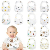 Circles 12 Packs Baby Bibs, Muslin Drool Bibs, Teething Bibs for Toddlers, Cotton Cloth Infant Bibs, Soft and Absorbent, Cotton Adjustable Snap Bibs