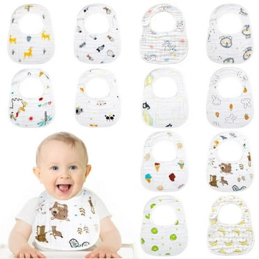 Circles 12 Packs Baby Bibs, Muslin Drool Bibs, Teething Bibs for Toddlers, Cotton Cloth Infant Bibs, Soft and Absorbent, Cotton Adjustable Snap Bibs