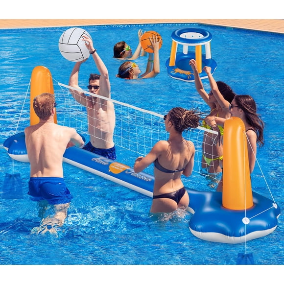 Set de vóley para piscina KIDDITOY 317 cm con red inflable y aro