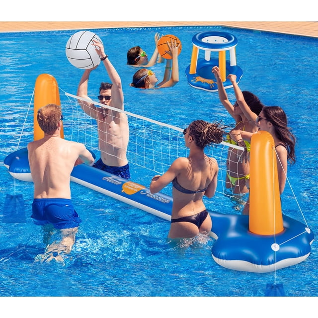 Set de vóley para piscina KIDDITOY 317 cm con red inflable y aro