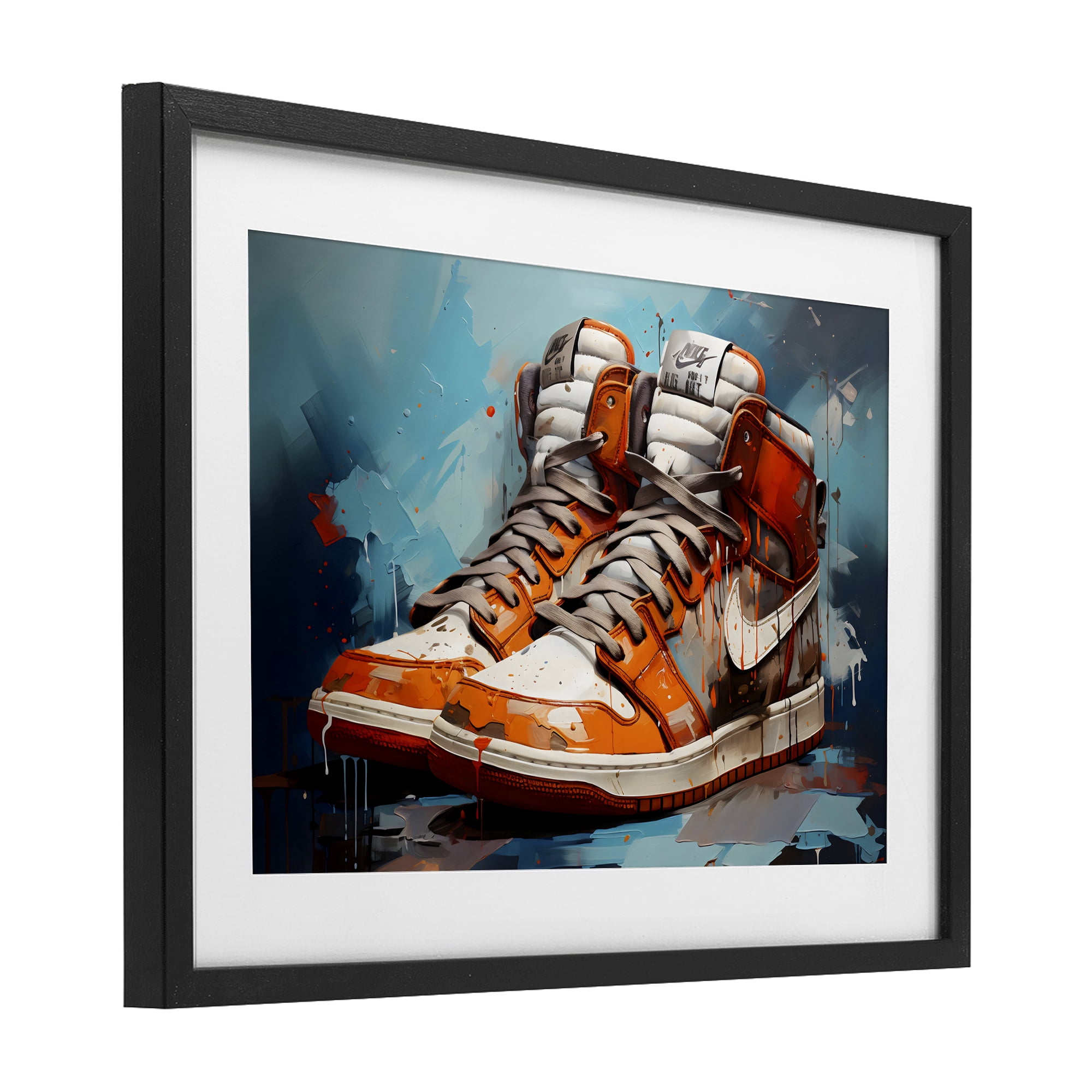Stupell Industries Red & White Sneakers Splash Black Framed Print Under Glass, design by Creative Studio