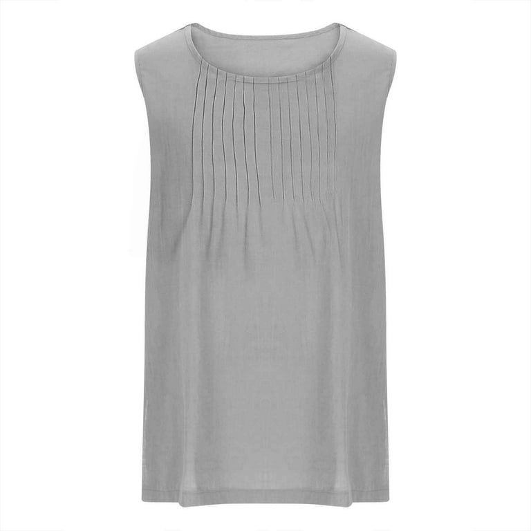 Gray Loose Fit Vest for Juniors Fall Summer Sleeveless Boat Neck