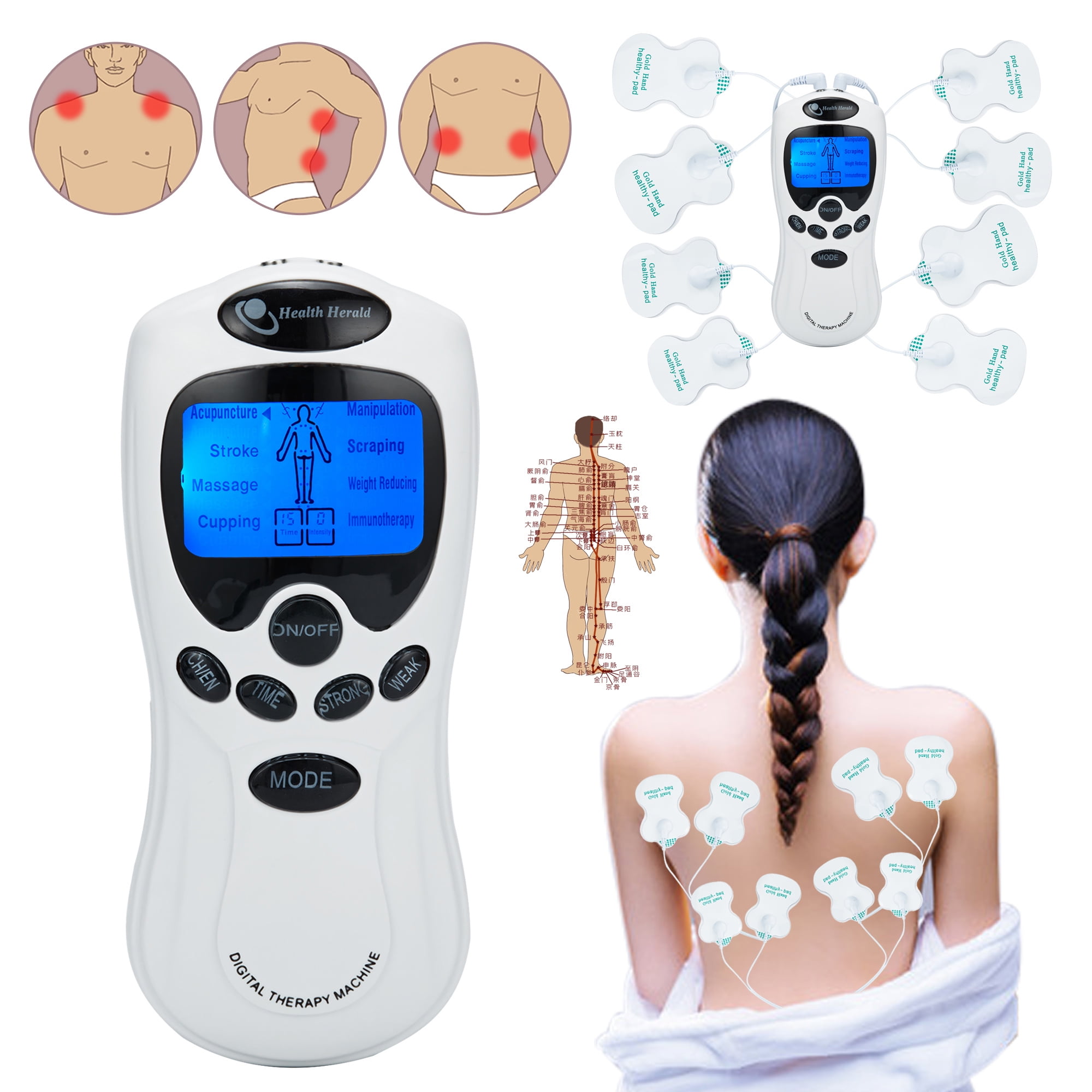 Adjustable Portable Household Electrical Muscle Stimulator with Display for Lower Back Arm Shoulder Leg Foot and Arthritis Pain Ideal Gift for Men Women