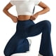 thumbnail image 5 of Pincandy Women's Solid Color Stretch Denim Leggings - 2 Pockets, Loose Skinny Fit with Flared Hem, Perfect for Gym, Workout & Casual Wear, 5 of 7