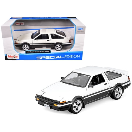 Toyota Sprinter Trueno AE86 RHD (Right Hand Drive) White with Black Stripes "Special Edition" 1/24 Diecast Model Car by Maisto