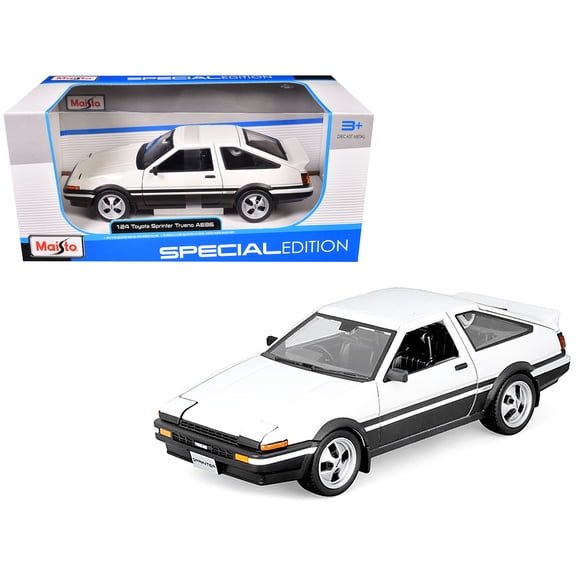 Toyota Sprinter Trueno AE86 RHD (Right Hand Drive) White with Black Stripes "Special Edition" 1/24 Diecast Model Car by Maisto