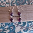 thumbnail image 3 of Real 925 Sterling Silver Dangle Drop Earrings For Women, Natural Amethyst Oval Purple Gemstone Amazing February Birthstone Gifts jewelry, 3 of 4