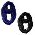 thumbnail image 1 of Peach Couture Anchor Print Cute 2 Pack All season Infinity Loop Scarves Navy and Black, 1 of 1