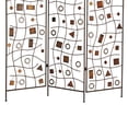 thumbnail image 4 of Foldable Metal Screen with Geometrical Design and 3 Panels, Brown- Saltoro Sherpi, 4 of 5