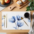 thumbnail image 2 of Light Blue Tulip Placemats Set of 6 Spring Modern Rustic Floral Botanical Place Mats Indoor Wipeable Table Mats Washable Cloth Dining Table Placemats for Kitchen Holiday Party Home Decor 13x19 Inch, 2 of 9