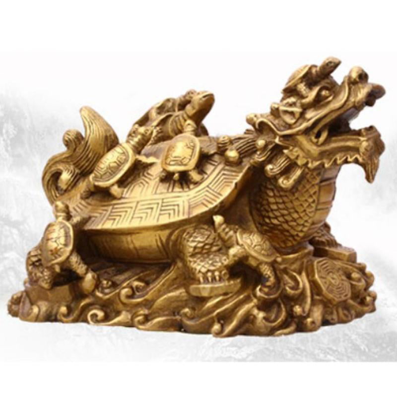 Antique Wealth Chinese Colletible Fengshui Dragon Turtle Statue Ornamental a 