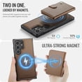 thumbnail image 4 of JEEHOOD Case For Samsung Galaxy S22 Ultra 5G, RFID Blocking Compatible With MagSafe Detachable 2 In 1 Wallet With Snap fastening Card Holder,PU Leather Case,Kickstand Magnetic Protective Cover,Brown, 4 of 8