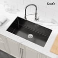 thumbnail image 3 of 33x19 inch Black Stainless Steel Single Bowl Undermount Kitchen Sink with US Standard Drain and Hook, Model SS-BL04D-331912, 3 of 11