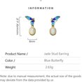 thumbnail image 2 of 14K Gold Cloisonné Butterfly Wing Earrings, Real Natural Jade Dangle Earrings, Elegant Jade Jewelry Gift for Her Happiness, 2 of 5