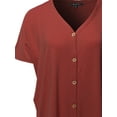 thumbnail image 5 of A2Y Women's Loose Fit Short Sleeve Button Down Front Tie Top Fired Brick S, 5 of 7