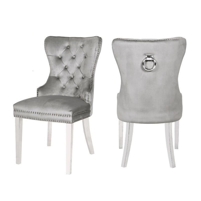 Velvet Fabric In Light Gray, Silver Gray Velvet Dining Chairs
