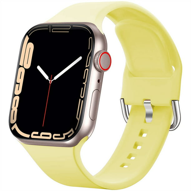 Silicone strap For Apple Watch band 41mm 38mm 40mm 44mm 42mm wristband for iWatch series 7 6 5 4 3 - Light yellow - Walmart.com