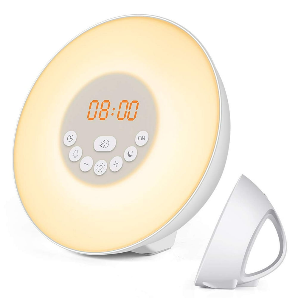 Sunrise Alarm Clock, Digital LED Clock with Color Switch and FM Radio