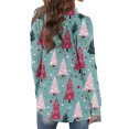 thumbnail image 5 of Women's Fashionable Loose-Fit Casual Cardigan with Christmas Print Mid-Length Coat for Holiday Outfits and Comfortable Wear,Sky Blue,3XL, 5 of 6