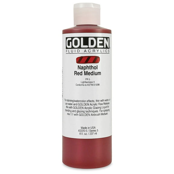 Golden Fluid Acrylic Paint - Naphthol Red Medium, 8 oz