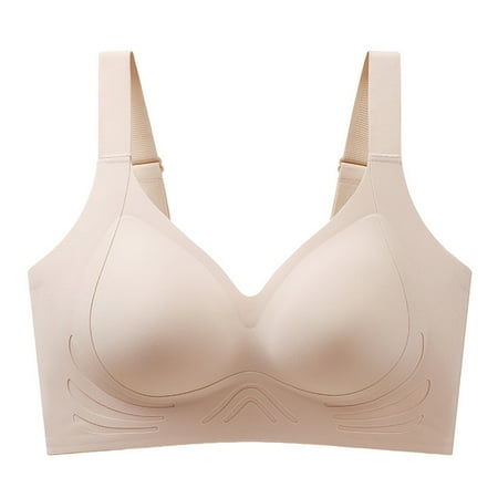 Yyeselk Push Up Bras for Women Full Coverage Seamless Wireless Bra No Underwire Full Coverage Comfort Everyday Bras Adjustable Straps Sports Bra Beige XL
