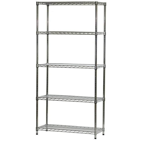 Shelving Inc. 14" d x 36" w x 64" h Chrome Wire Shelving with 5 Tier Shelves, Weight Capacity 800lbs Per Shelf