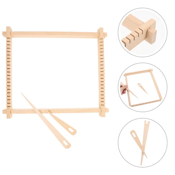 NICERIO Wooden Frame Weaving Kit 1 Set Beige Wood Craft Tool for Beginners and Projects